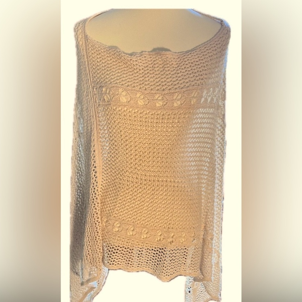 Crocheted poncho, one size, beachy, vacation, cover up